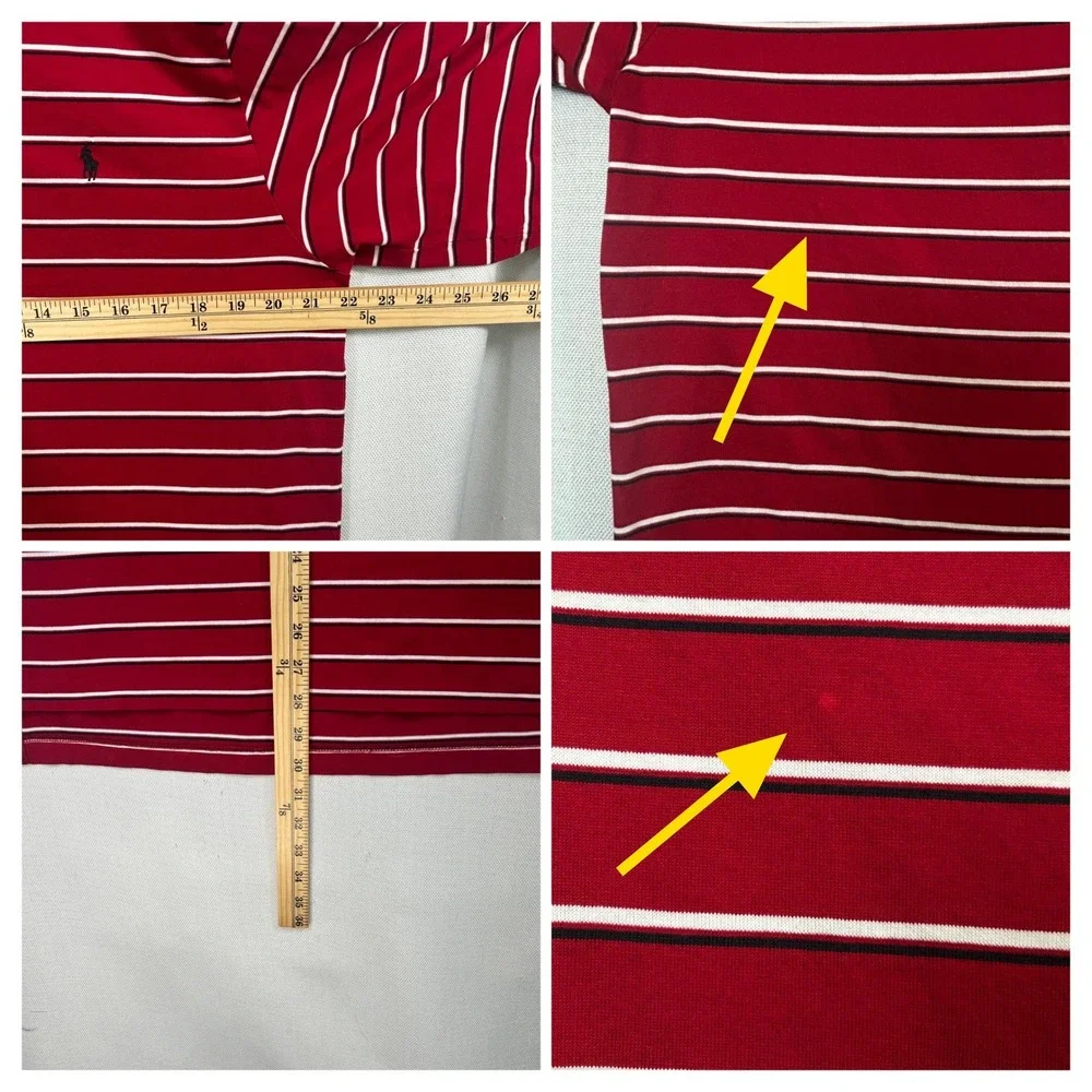 Polo Ralph Lauren Polo Shirts Mens M Striped Gray Red White Preppy Golf Lot of 2